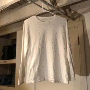 white long sleeve shirt with gold stars